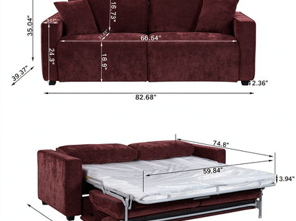 2 Seater Pull Out Sofa Bed, Modern Convertible Sleeper