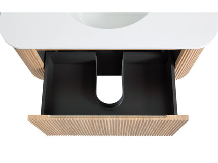 Arcora - Wall Mounted Bathroom Vanity With Curved Design - Natural Wood