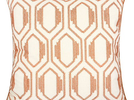 Geometric Embroidered Throw Pillow - Rust