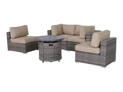 Wicker Outdoor Lounge Set With Cushions And Fire Pit