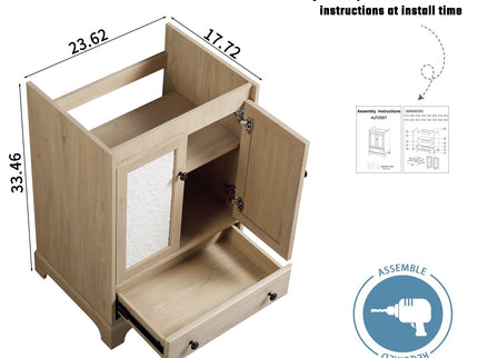 Bathroom Vanity With Basin, 1 Drawer Free Standing Storage - Brown