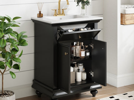 Modern Bathroom Vanity With Tip-Out Drawer And Soft-Close Hinges