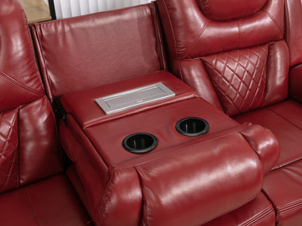 Home Theater Seating Manual Recliner Chair With Center Console And Led Light Strip For Living Room