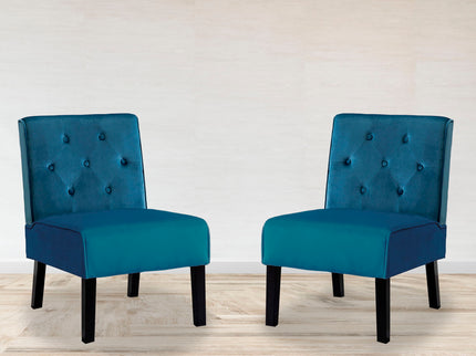 Reese - Living Room Armless Button Tufted Pattern Accent Chair (Set of 2)