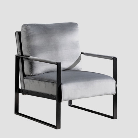 Classic Mid Century Modern Accent Chair With Durable Square Metal Frame, Armchair