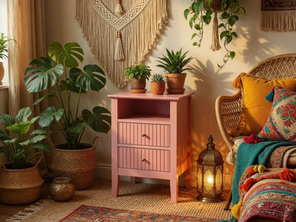 Fluted Nightstand With 2 Drawers