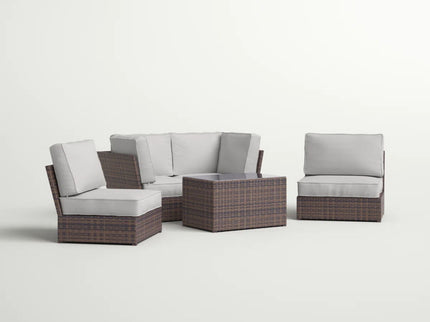 Comfortable Modern Patio Rattan Sectional Set With Cushions