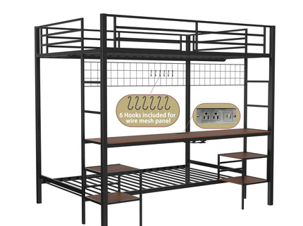 Ethan - Bunk Bed With Desk, Charging Station, Storage Shelves
