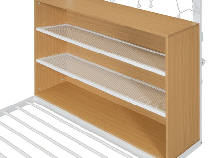 Bed House Frame With Shelves And Lights