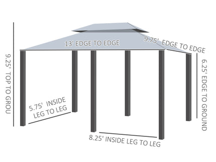 Outsunny - Patio Gazebo, Outdoor Gazebo Canopy Shelter With Curtains, Vented Roof, Steel Frame For Garden, Lawn, Backyard And Deck, - Sage Gray