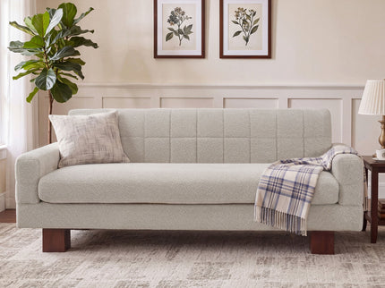 Modern Loveseat Sofa, 2 Seater With Square Arms For Living Room