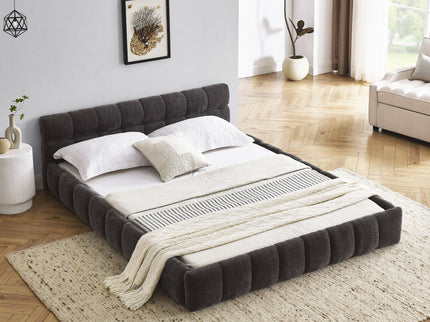 Modern Platform Bed Frame With Thick Fabric