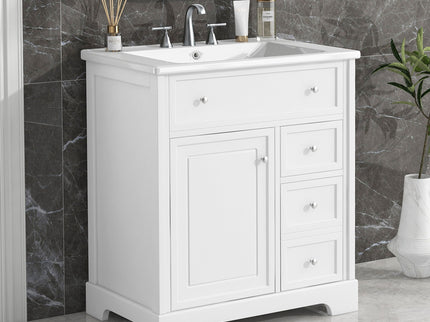 Bathroom Vanity With Sink Top, Cabinet With Door And 2 Drawers - White