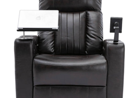 Power Recliner With Storage Arms, Cupholders, Swivel Tray Table And Cell Phone Stand - Brown