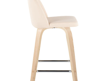 Toriano - Contemporary Fixed Height Counter Stool With Swivel With Square Footrest (Set of 2)
