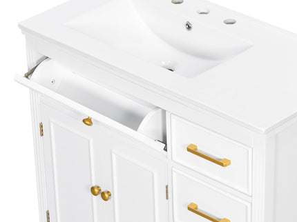 2 Piece Freestanding Bathroom Vanity Set With Sink Top, Reversible Dual Layout