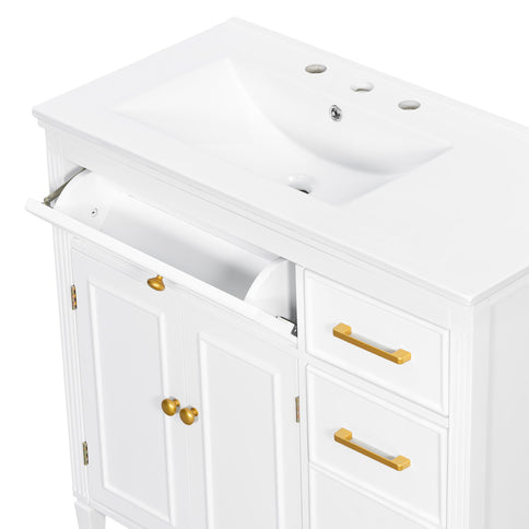 2 Piece Freestanding Bathroom Vanity Set With Sink Top, Reversible Dual Layout