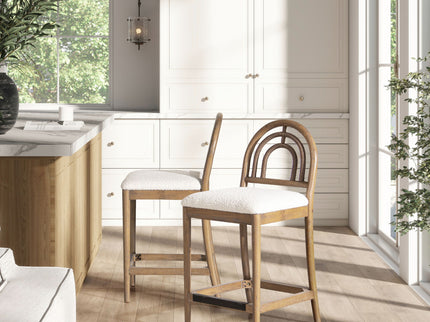 Leon - Arched Back & Upholstered Counter Stool (Set of 2) - Ivory White