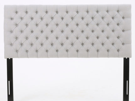 Queen Size Headboard With Button Tufting - Light Gray