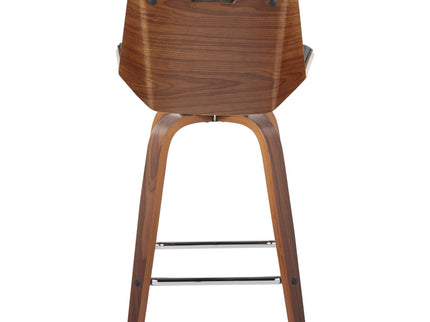 Corazza - Mid Century Modern Fixed Height Counter Stool With Swivel With Square Footrest (Set of 2)