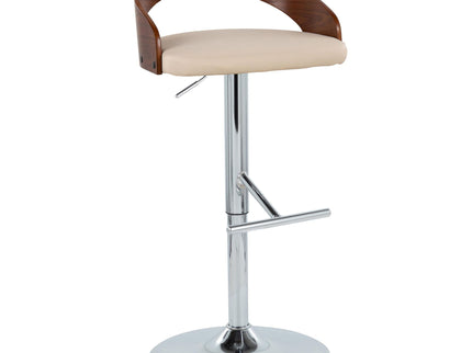 Grotto - Mid Century Modern Adjustable Height Barstool, Swivel With Straight T Footrest (Set of 2)