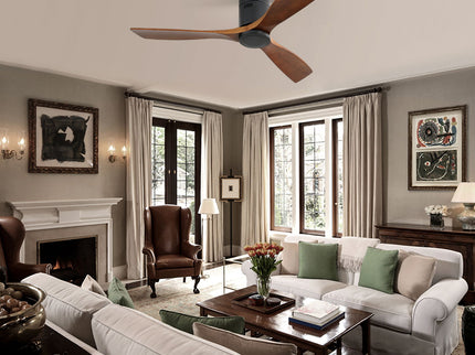 Low Profile Ceiling Fan DC, 3 Blade, Noiseless Reversible Motor, Remote Control