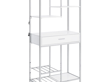 Draper - 5 Shelf LED Wine Cabinet With Pull Out Drawer - Gloss White