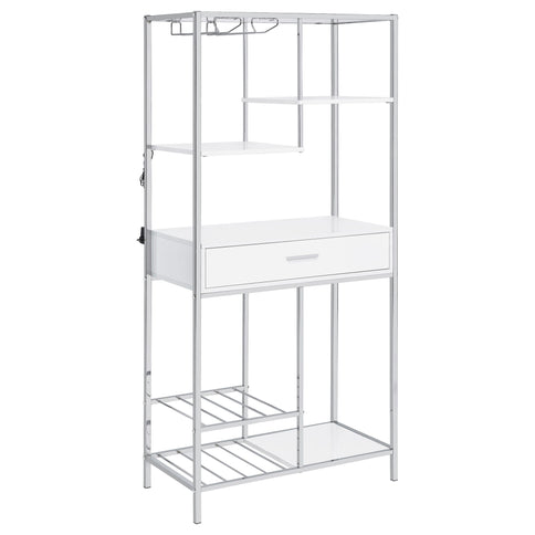 Draper - 5 Shelf LED Wine Cabinet With Pull Out Drawer - Gloss White