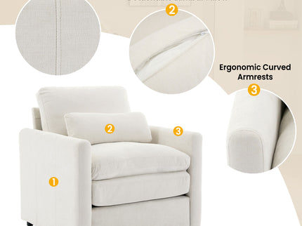 Cozy Upholstered Cushion Armchair For Living Room