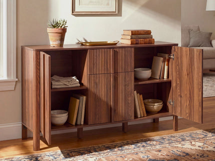 Colored Fluted Sideboard With 3 Doors And 1 Drawer