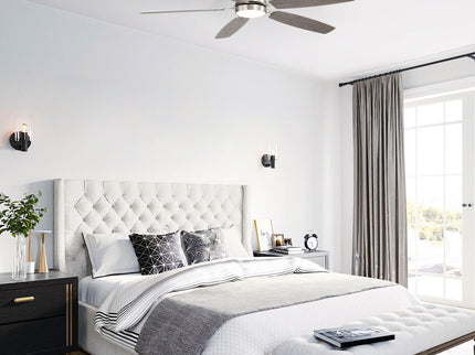 52" Flush Mount Ceiling Fan With Light, DC Motor, Remote Control, Dual Color
