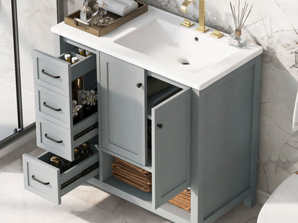Modern Bathroom Vanity With Sink Top, 2 Doors And 2 Drawers