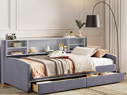 Luxurious Upholstered Platform Bed With Storage Drawers