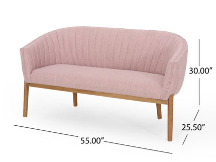 Mid Century Modern Loveseat With Channel Stitched Backrest