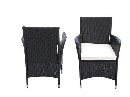 Outdoor Patio Wicker Dining Set With Acacia Wood Top