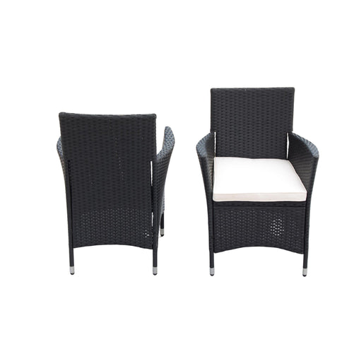 Outdoor Patio Wicker Dining Set With Acacia Wood Top