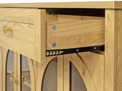 Sideboard Cabinet With 3 Drawers And 6 Arched Glass Doors