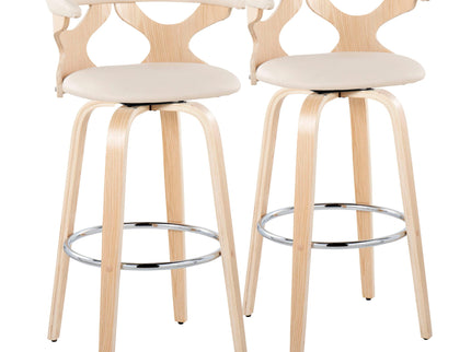 Gardenia - Contemporary Fixed Height Barstool With Swivel With Round Footrest (Set of 2)