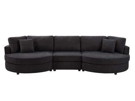 Modern 3 Seater Upholstered Sofa With Curved Design