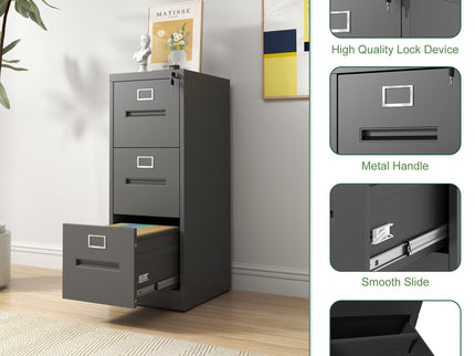 Premium Drawer File Cabinet With Lock, Metal Vertical Design, A4 Legal / Letter Size