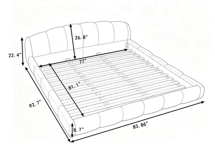 Upholstered Platform Bed Frame, Low Profile Floor Bed, No Box Spring Required