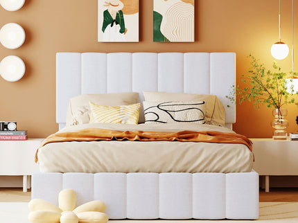 Elegant Upholstered Platform Bed With Hydraulic Storage System