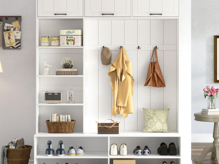 Farmhouse Hall Tree & Bench And Shoe Storage