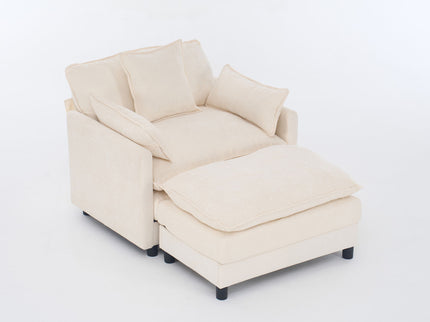 Accent Chair With Ottoman - Beige