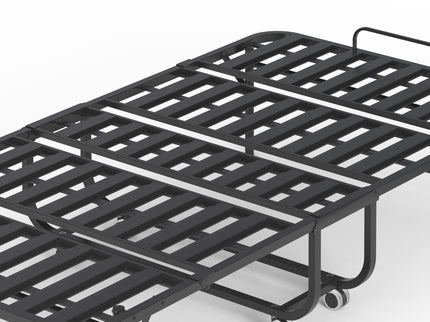 Twin Adjustable Headboard Folding Bed With Memory Foam Mattress, Heavy-Duty Frame Cot For Tall People, Portable Guest On Wheels - Black
