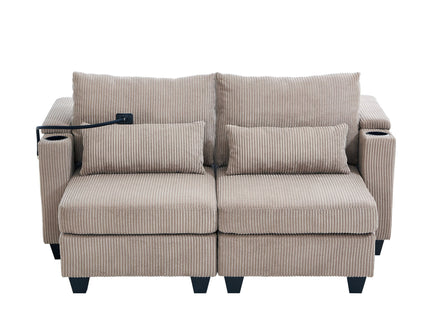 Convertible Chaise Lounge Sofa Chair With USB Ports, Cup Holders, Phone Holder And Storage