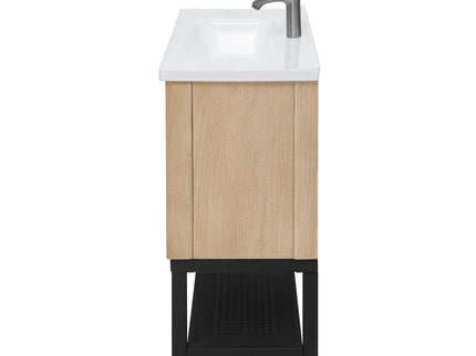 Modern Freestanding Bathroom Vanity With Ceramic Sink, Hot And Cold Faucet, Storage Cabinet & Open Shelf