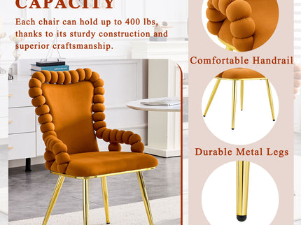 Puffy Bubble, Ball Chain Chair With Armrests For Dining Room (Set of 2)