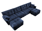 Blue / 3 Pc. 4 Seater Sectional, 2 Ottomans