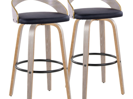 Grotto - Contemporary Fixed Height Barstool With Swivel With Round Footrest (Set of 2)